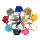 Glitter Leather Small Purse Keychain , Chorme Plated Change Pouch Keychain