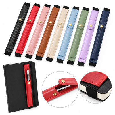 Custom PU Leather Elastic Pen Holder for Notebook and PlannerSZ