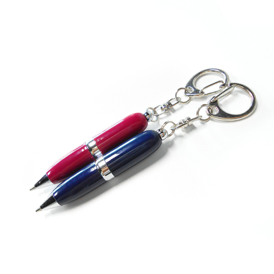 Silk Screen Black Ink Mini Keychain Ballpoint Pen With Logo Print