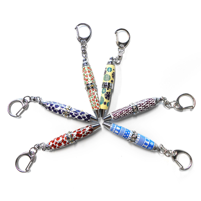 Steel Pocket Crystal Stone Mini Pen Key Chain With A Novelty Display