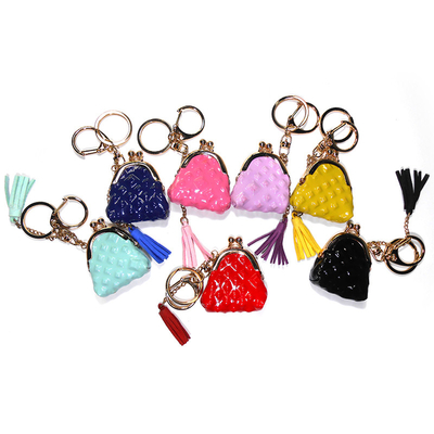 Cute Glitter Leather No Zipper 2cm Change Purse Keychain Handmade