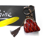 ODM Coin Wallet Embossed Leather Keychain With Red Tassel Decoration