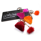 Smooth Surface Glitter Leather Mini Bag Pom Pom Keyring Promotional Gifts