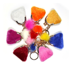 Smooth Surface Glitter Leather Mini Bag Pom Pom Keyring Promotional Gifts