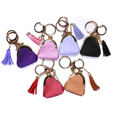 Handhold Purple Polyester Mini Coin Bag Keychain Laser Logo ROHS Approved