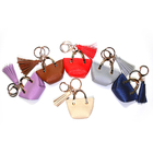 OEM 35g Brown Mini Purse Keychain , PU Leather Small Coin Pouch Keychain