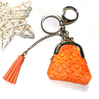 ODM Snakeskin Custom Leather Keychain With Antique Brass Plating