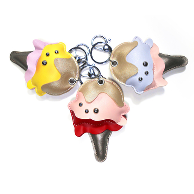 Custom Ice Cream Promotional Leather Keyrings ROHS Approved