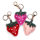 Handmade Strawberry Leather Keychain CE Certification With Embossed Logo