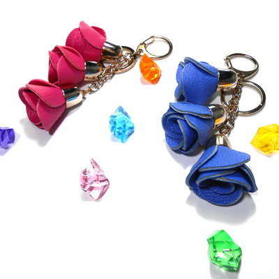 Rose PU Leather Keychain