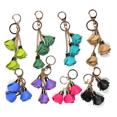 Rose PU Leather Keychain