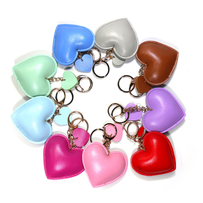 Chorme Plating Leather Heart Keyring , 6.5x7CM Pink Heart Keyring