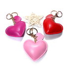 Red 6.5cm Womens Leather Keychain Embossed Logo Leather Heart Key Ring
