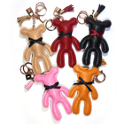 Pink 13cm PU Leather Small Teddy Bear Keychain Promotional Gifts