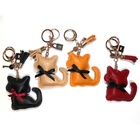 Black Cat Leather Tassel Keychain CE Certification Bag Charm Pendant