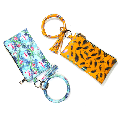 Detachable Leather Wristlet Keychain , 19.5x11CM Custom Wristlet Keychain