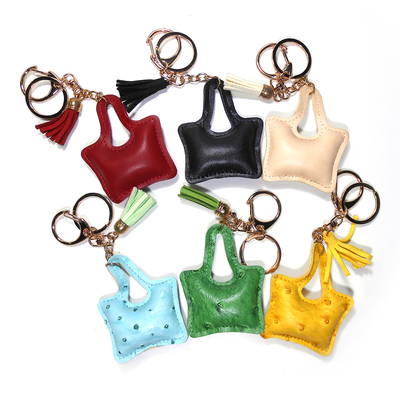 Laser Logo Printed Leather Animal Keyring With Brass Plating