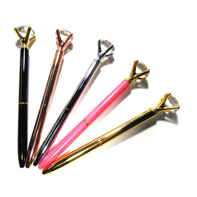 Retarctable Stainless Steel Ballpoint Pen , Laser Logo Diamond Gel Pen