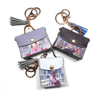Custom PU Leather Mini Purse Keychain Bag Charm for Promotional Gifts