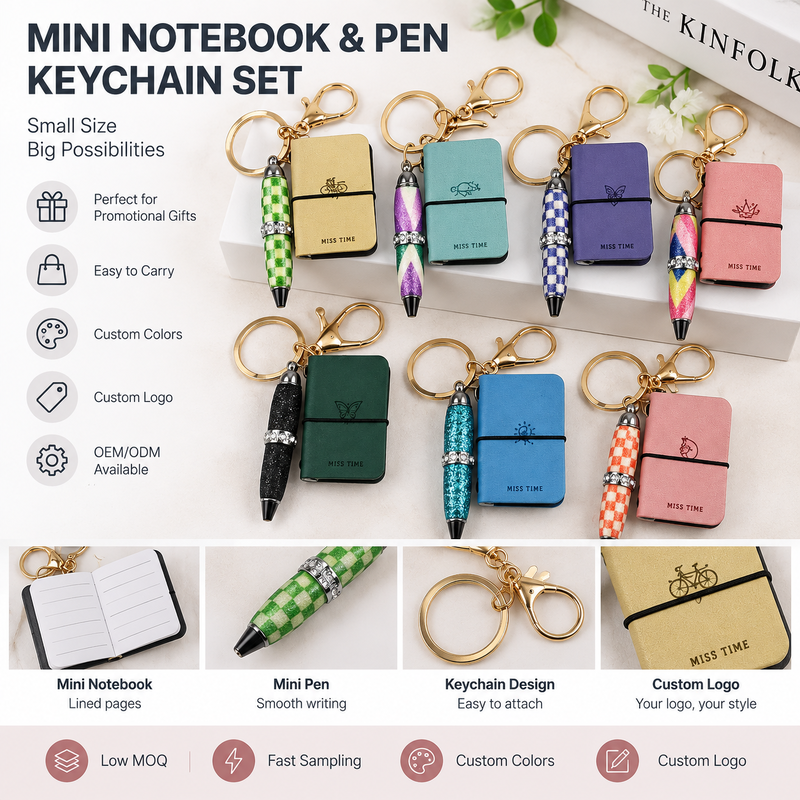 Custom Mini Notebook and Pen Keychain Set for Promotional Gifts