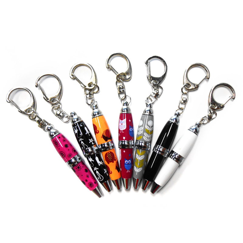 Animal Printing Crystal Ballpoin Mini Pen Keychain ROHS Approved