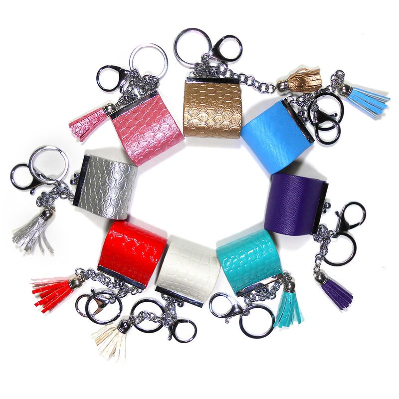 Sliver Plating Smooth Surface Coin Bag Keychain With Red Tassel