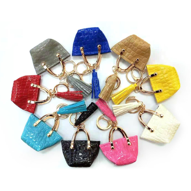 Glitter Leather Small Purse Keychain , Chorme Plated Change Pouch Keychain