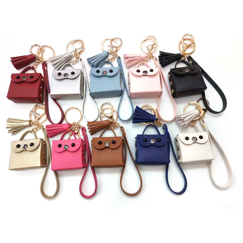 Lightweight Mini Purse Keychain , Gold Plating Mini Handbag Keychain