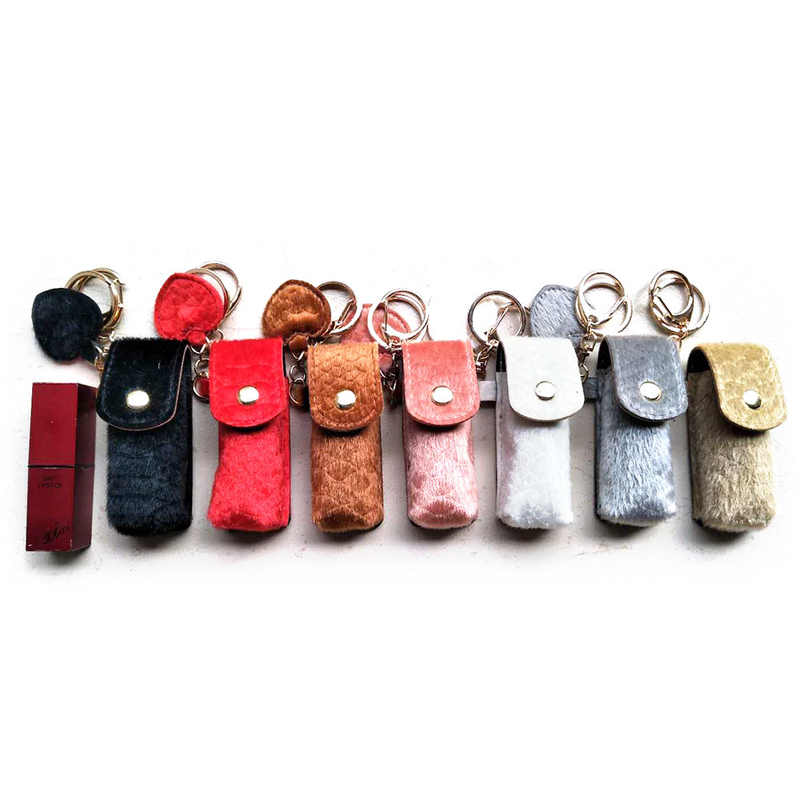 Nickle Plating Personalised Bag Keyring , Lipstick Mini Bag Keychain