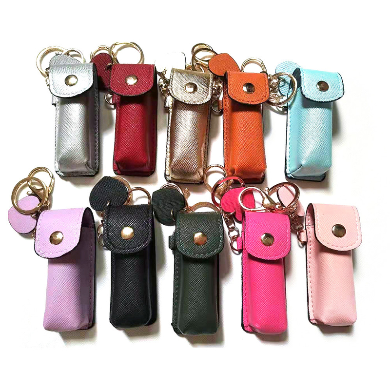 Printed Leather 3.5cm Personalised Bag Keyring Lipstick Shape