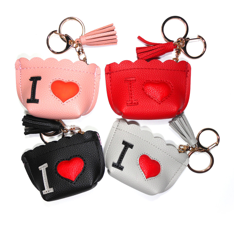 Portable 32g Pink Laser Logo Mini Purse Keychain With Trendy Charm Tassels