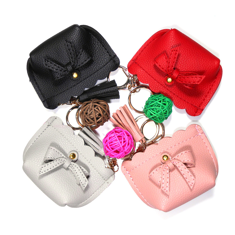 Bowknot Ornament 9.5cm Small Zipper Pouch Keychain Polyester