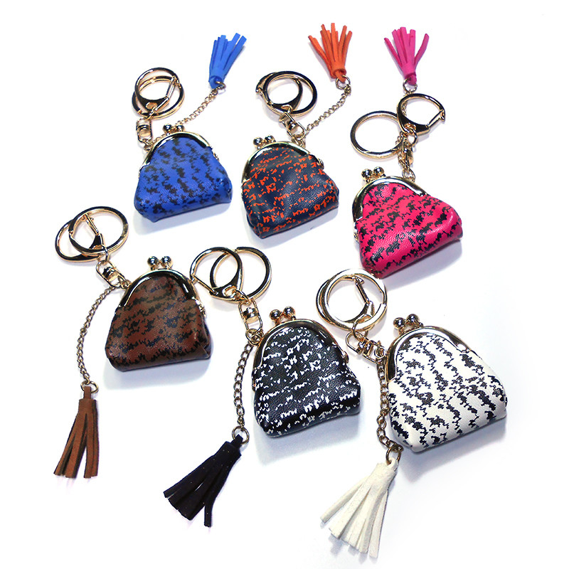 CE Mini Coin Purse Keyring , Brass Plating Bag Tassel Keychain