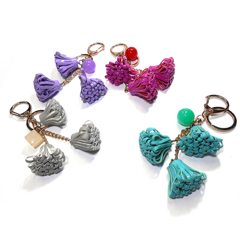 16cm Leather Flower Keychain