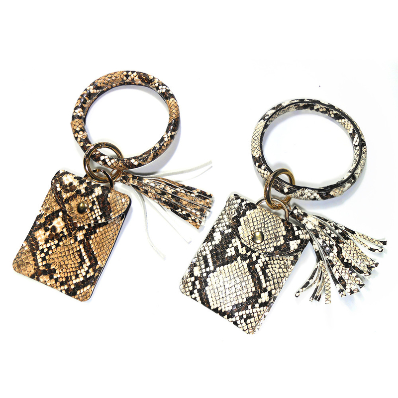 Brass Plating Round Wristlet Keychain ROHS Approved With Wallet