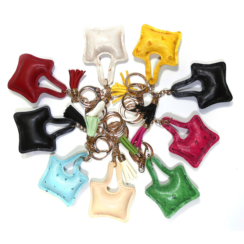 Laser Logo Printed Leather Animal Keyring With Brass Plating