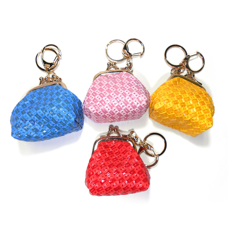 ODM Mini Purse Keychain , No Zipper Small Bag Keychain For Coin Holder