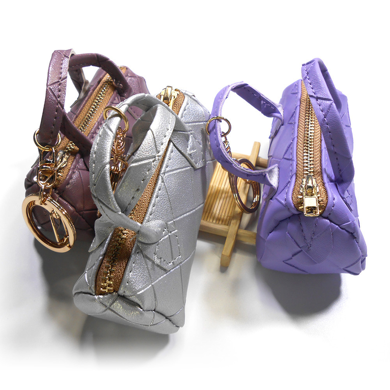 OEM / ODM Portable Leather Mini Handbag Keychain For Women